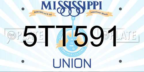 5TT591 Mississippi License Plate