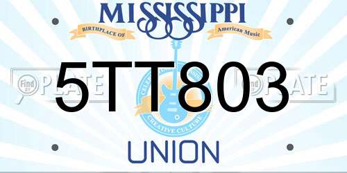5TT803 Mississippi License Plate