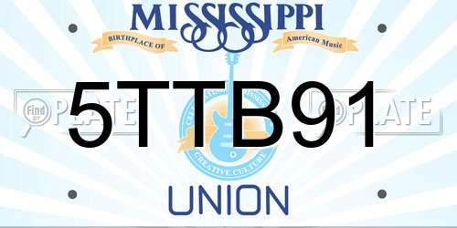 5TTB91 Mississippi License Plate