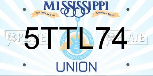 5TTL74 Mississippi License Plate