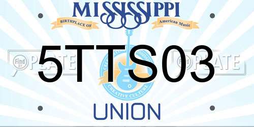 5TTS03 Mississippi License Plate