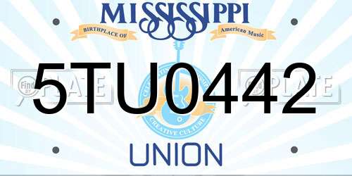 5TU0442 Mississippi License Plate