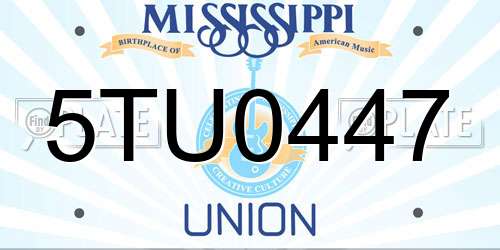 5TU0447 Mississippi License Plate