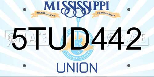 5TUD442 Mississippi License Plate