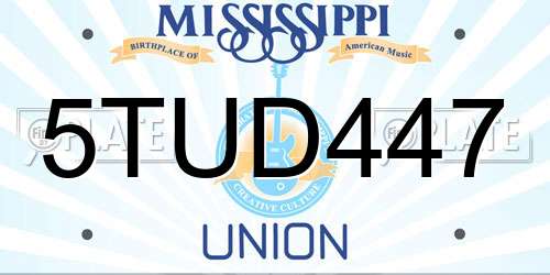 5TUD447 Mississippi License Plate