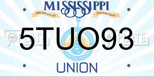 5TUO93 Mississippi License Plate