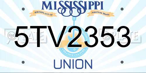 5TV2353 Mississippi License Plate