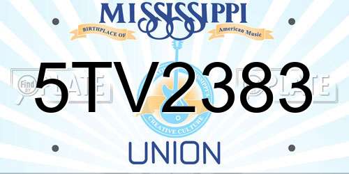 5TV2383 Mississippi License Plate