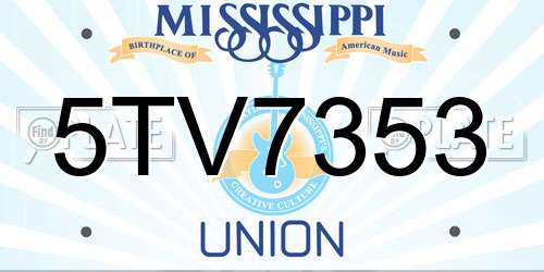 5TV7353 Mississippi License Plate