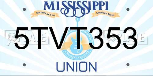 5TVT353 Mississippi License Plate