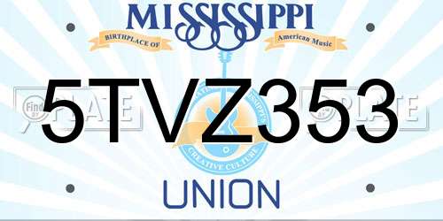 5TVZ353 Mississippi License Plate
