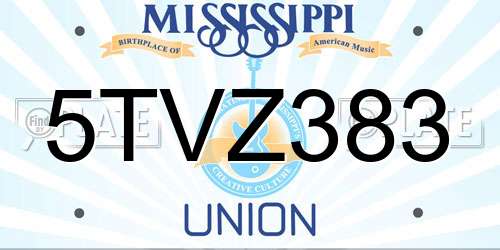 5TVZ383 Mississippi License Plate