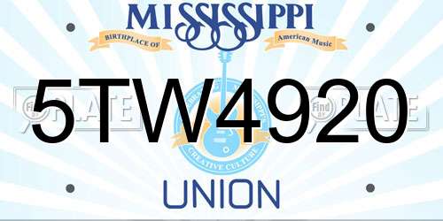 5TW4920 Mississippi License Plate