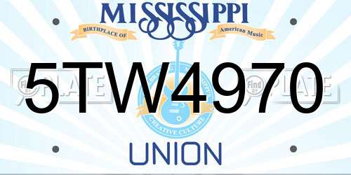 5TW4970 Mississippi License Plate