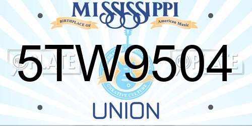 5TW9504 Mississippi License Plate