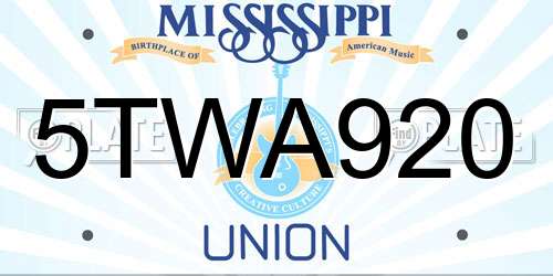 5TWA920 Mississippi License Plate