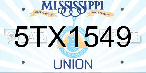 5TX1549 Mississippi License Plate