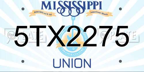 5TX2275 Mississippi License Plate