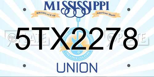 5TX2278 Mississippi License Plate