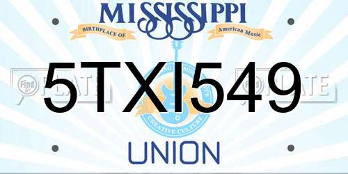 5TXI549 Mississippi License Plate