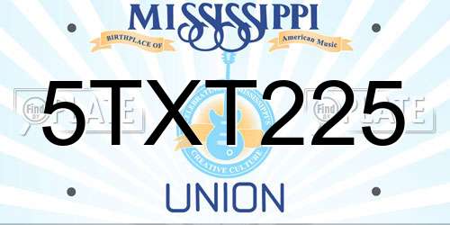 5TXT225 Mississippi License Plate