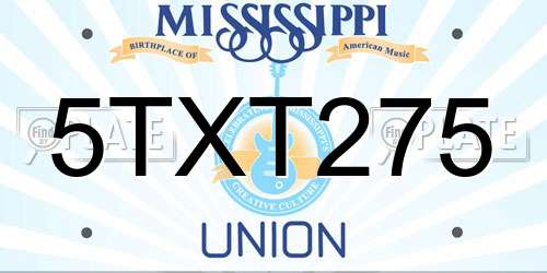 5TXT275 Mississippi License Plate