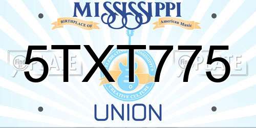 5TXT775 Mississippi License Plate