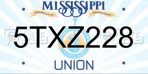 5TXZ228 Mississippi License Plate