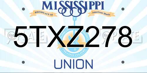 5TXZ278 Mississippi License Plate