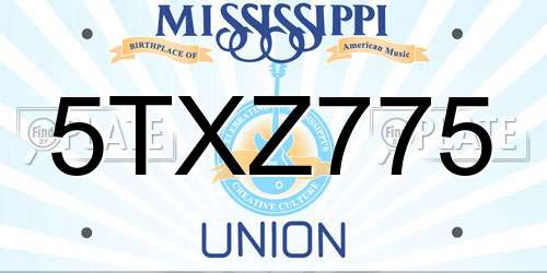 5TXZ775 Mississippi License Plate