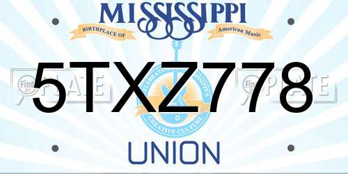 5TXZ778 Mississippi License Plate