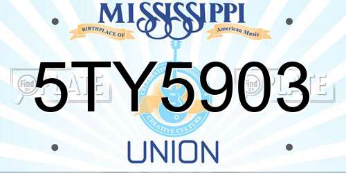 5TY5903 Mississippi License Plate