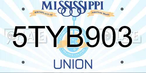 5TYB903 Mississippi License Plate