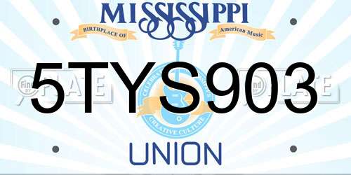 5TYS903 Mississippi License Plate