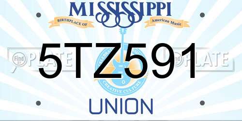5TZ591 Mississippi License Plate