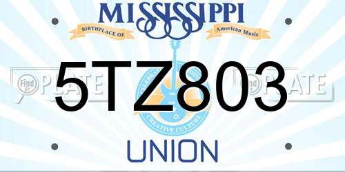 5TZ803 Mississippi License Plate