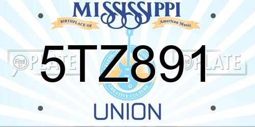 5TZ891 Mississippi License Plate