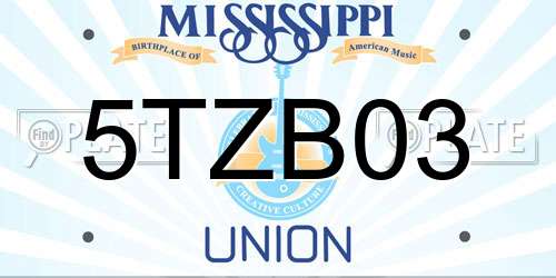 5TZB03 Mississippi License Plate