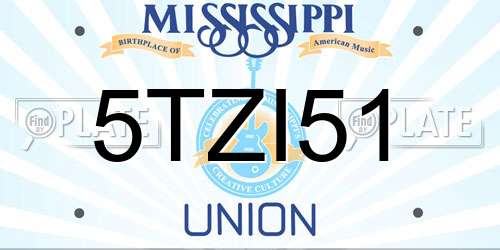 5TZI51 Mississippi License Plate
