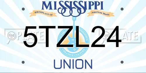 5TZL24 Mississippi License Plate