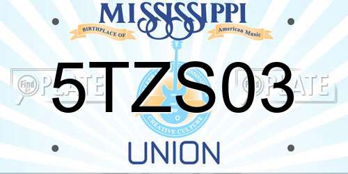 5TZS03 Mississippi License Plate