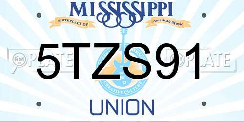 5TZS91 Mississippi License Plate