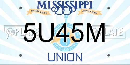 5U45M Mississippi License Plate