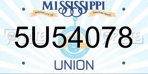 5U54078 Mississippi License Plate