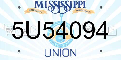 5U54094 Mississippi License Plate