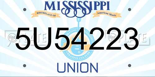 5U54223 Mississippi License Plate