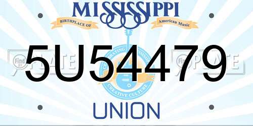 5U54479 Mississippi License Plate