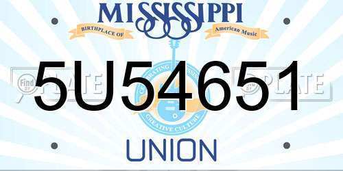 5U54651 Mississippi License Plate