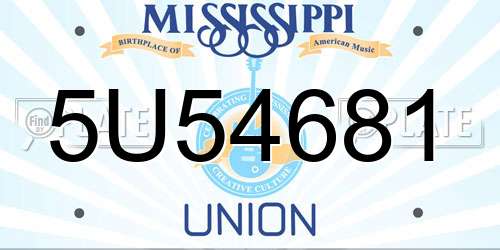 5U54681 Mississippi License Plate