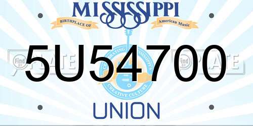 5U54700 Mississippi License Plate